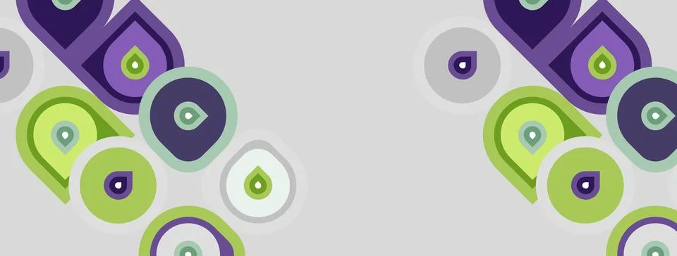Abstract pattern features rounded shapes, purple, green hues. Minimalist desi イラスト素材