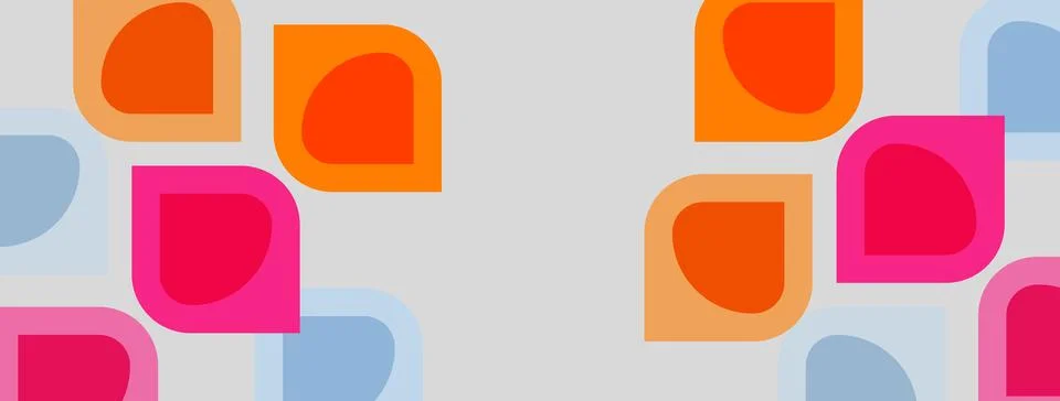 Abstract pattern features rounded squares, vibrant colors. Pink, orange, blue Illustrazione stock