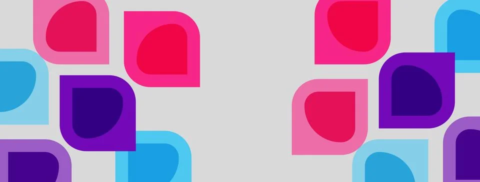 Abstract pattern features rounded squares, vibrant colors. Shapes overlap 스톡 일러스트