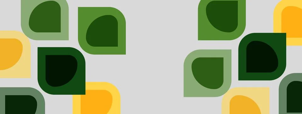 Abstract pattern features rounded squares, greens, yellows. Simple design, Illustrazione stock