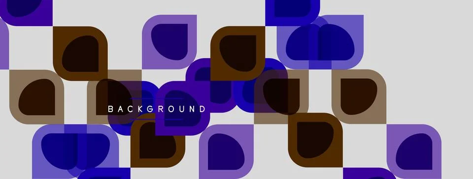 Abstract pattern features rounded squares, overlapping shapes. Dark purple, Stock Illustration