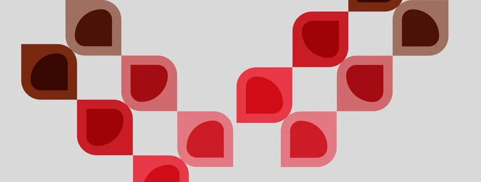 Abstract pattern features rounded squares, varying shades red, brown. Minim.. Stock Illustration
