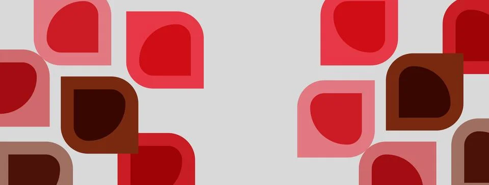 Abstract pattern features rounded squares, varying shades red, pink, brown. Illustrazione stock
