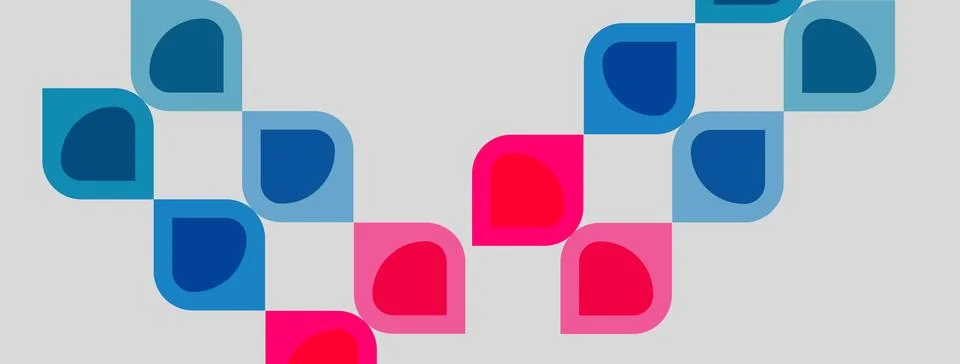 Abstract pattern features rounded squares. Blue, pink hues dominate composi.. Stock Illustration