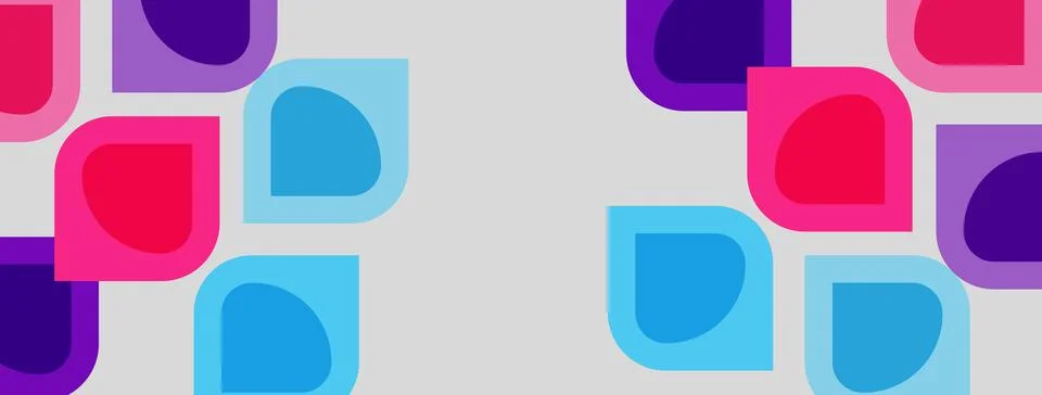 Abstract pattern features rounded squares, vibrant colors. Shapes overlap Stock Illustration