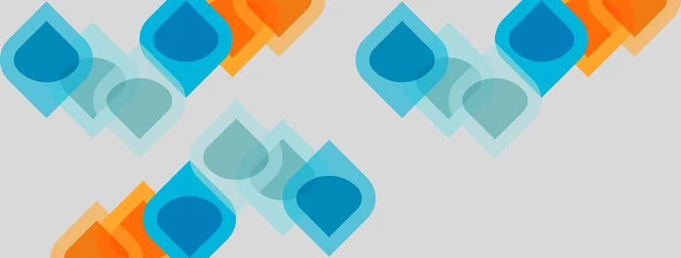 Abstract pattern features rounded squares, blue, orange hues. Light gray イラスト素材