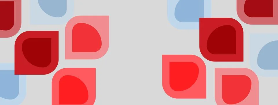 Abstract pattern features rounded squares, red, light blue hues. Minimalist Stockillustratie
