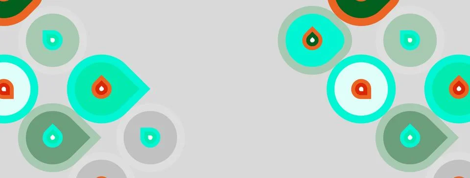 Abstract pattern features teal, gray circles. Shapes overlap, creating layere Stock Illustration