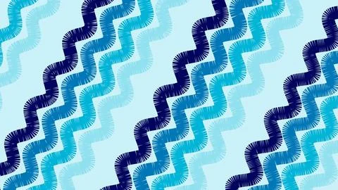 Abstract pattern featuring diagonal zigzag waves in varying blue tones on a l Illustration