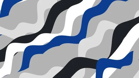 Abstract pattern featuring interwoven wavy stripes in blue gray black and whi Иллюстрация