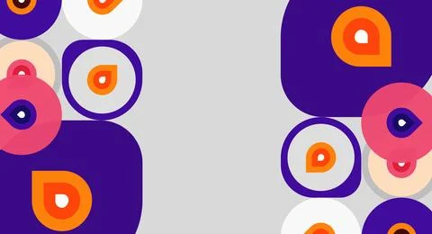 Abstract pattern featuring overlapping circles, various colors. Minimalist Illustrazione stock