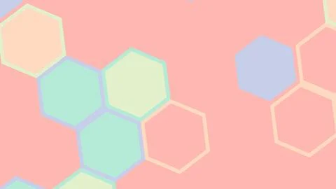Abstract pattern featuring pastel hexagons in light green, blue, and peach hu 库存插图