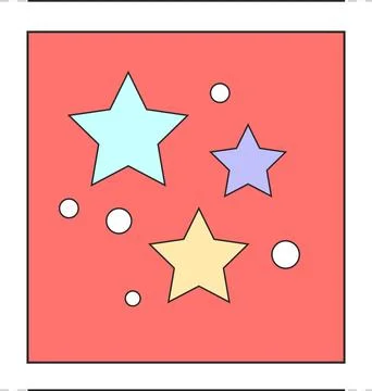 Abstract pattern is featuring pastel stars and white circles in flat design on Stock Illustration