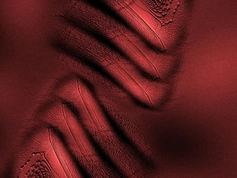 Abstract pattern featuring textured, curved ridges on a deep red background.. Stock Illustration