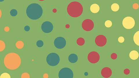 Abstract pattern featuring various colored circles on a green backdrop with p Stock Illustration