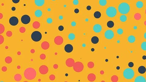 Abstract pattern featuring various sized circles in coral, teal, and navy on  Stockillustratie