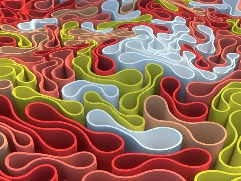 Abstract pattern of flexible elastic forms. 3d rendering digital illustration 스톡 일러스트