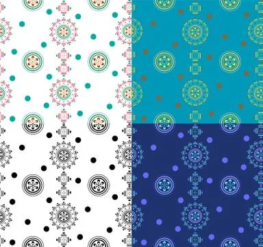 Abstract pattern of flower and circle with various colors. Stock Illustration