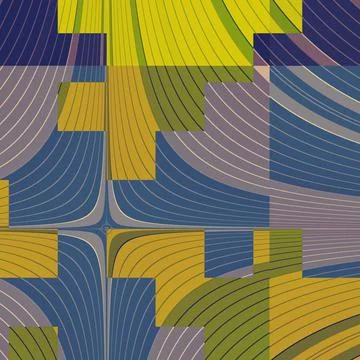 Abstract pattern of flowering fields of rye, lavender and sunflower Stock Illustration