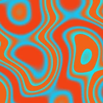 An abstract pattern of flowing orange and cyan contours forms irregular rou.. Stock Illustration
