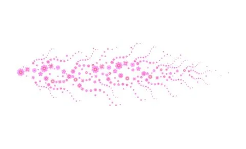 An abstract pattern of flying pink flowers. White background. Floral, spring Illustrazione stock