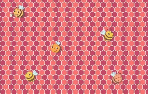 Abstract pattern, in the form of honeycombs, cartoon bees Stock Illustration