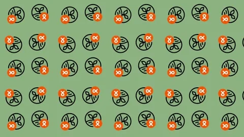 Abstract Pattern of Geometric Shapes and Orange Accents on Green Background. Stock Footage 325382721