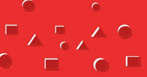 Abstract Pattern with Geometric Shapes on Red Background Stock Illustration