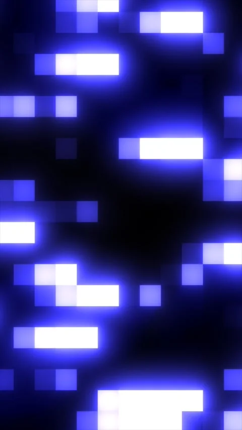 Abstract pattern of glowing blue and white pixelated lights on a dark backg.. Stock Footage 314664925