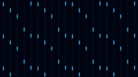 Abstract pattern of glowing blue vertical light lines on a dark background Video stock 335118159