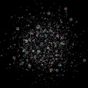 Abstract pattern with glowing colorful rings on a black Stock Illustration