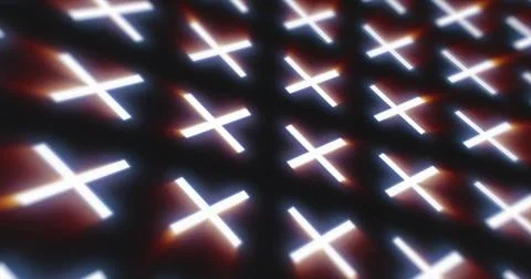 Abstract pattern of glowing geometric crosses pluses futuristic hi-tech bla.. Illustrazione stock