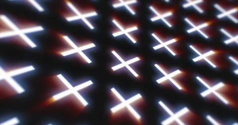 Abstract pattern of glowing geometric crosses pluses futuristic hi-tech black Illustrazione stock
