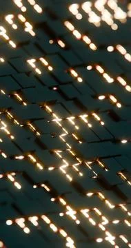 Abstract Pattern of Glowing Geometric Tiles with Light Effects.. Stock Illustration