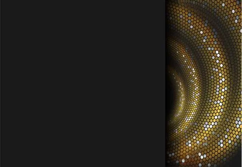 Abstract pattern with gold abstract spiral on black background. Modern templa Stock Illustration