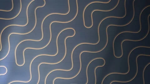 Abstract pattern gold wavy lines on a metal surface. 3d render loop animation 4k Stock Footage 115703152