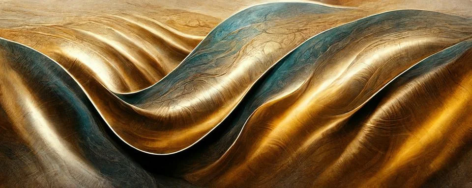Abstract pattern of golden lines resembling crumpled fabric or waves Stock Illustration