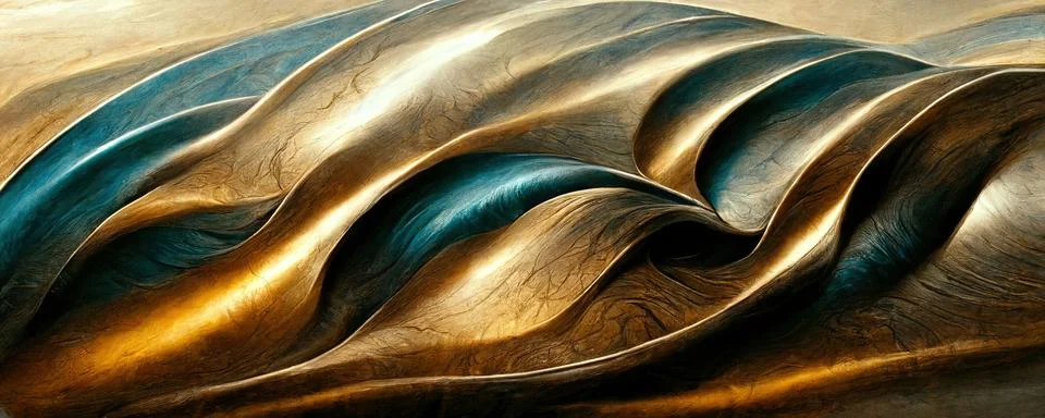 Abstract pattern of golden lines resembling crumpled fabric or waves Stock Illustration