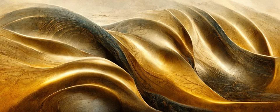 Abstract pattern of golden lines resembling crumpled fabric or waves Stock Illustration