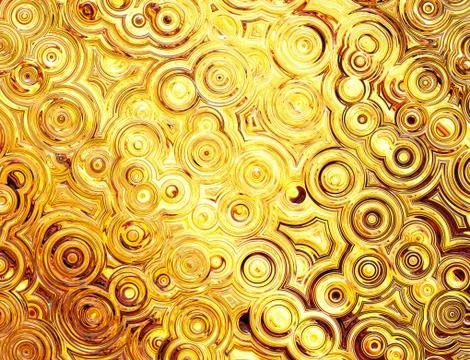 Abstract pattern of golden symmetrical ripple circles Stock Illustration