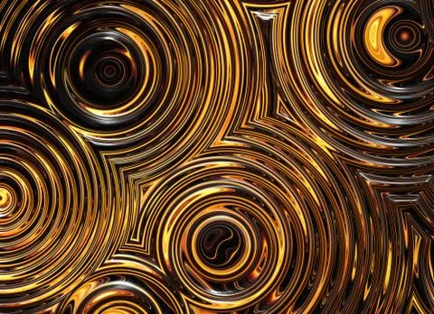 Abstract pattern of golden wet symmetrical ripple circles Stock Illustration
