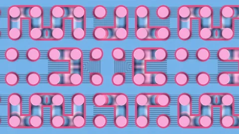 Abstract pattern with gradient moving through the pipeline. 3d render animation Stock Footage 231487551