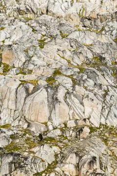 Abstract pattern on granite rock face on the side of a fjord Stock Photos