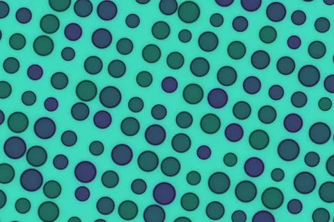 Abstract pattern of green and blue dots on turquoise background Illustrazione stock