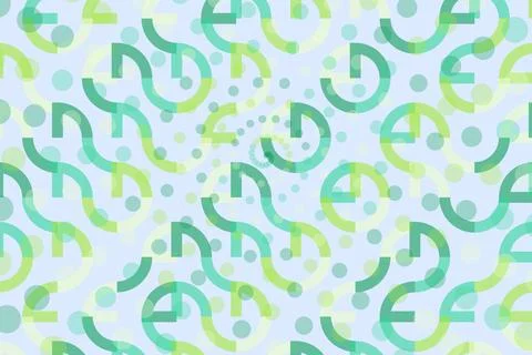 Abstract pattern with green and blue curved lines and dots Stock Illustration