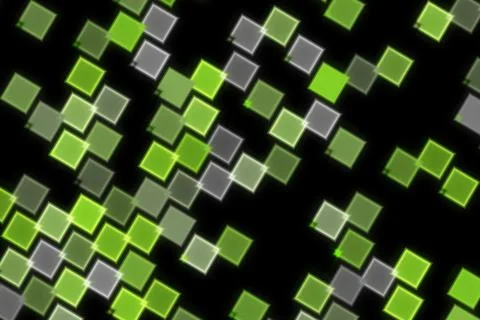 Abstract pattern of green and gray squares on black background イラスト素材