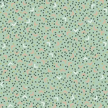 Abstract pattern green background with pink and white angles and black points. Stock Illustration