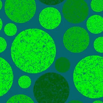 Abstract pattern with green textured circles on teal background. Marbled Stock Illustration