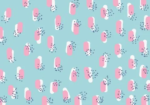 Abstract pattern hand drawn blob and different brush strokes pastel color Stock Illustration