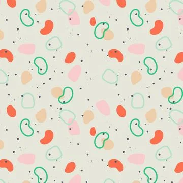 Abstract pattern with hand-drawn shapes and doodles in pastel colors boho style. Stock Illustration